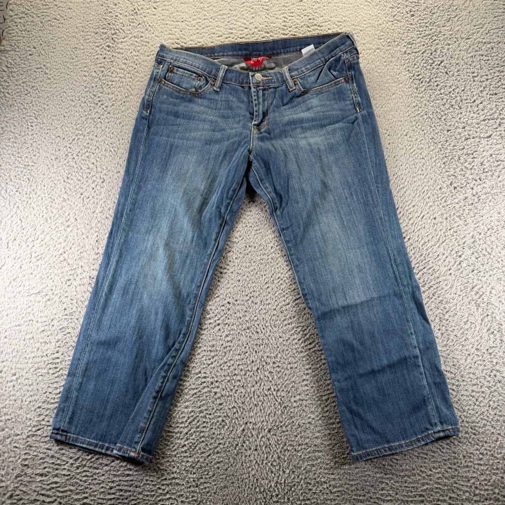 Lucky Brand Dungarees Jeans Womens 14 Blue Cotton Denim Cropped Workwear Stretch